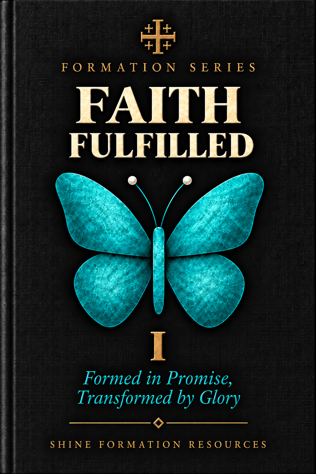 Faith Fulfilled, Formation Series Volume I, charcoal cover with a teal butterfly.